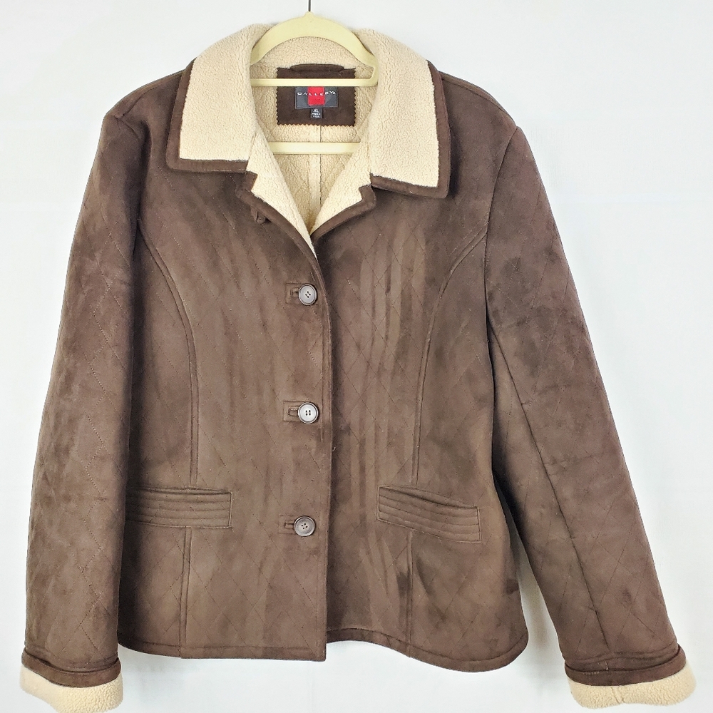 Gallery faux suede/shearling coat in size …